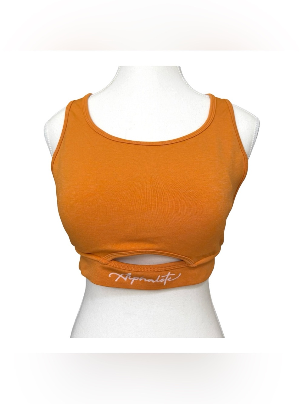 Alphalete Women’s Trinity Orange Sports Bra Sz M Strappy Cutout Workout Gym